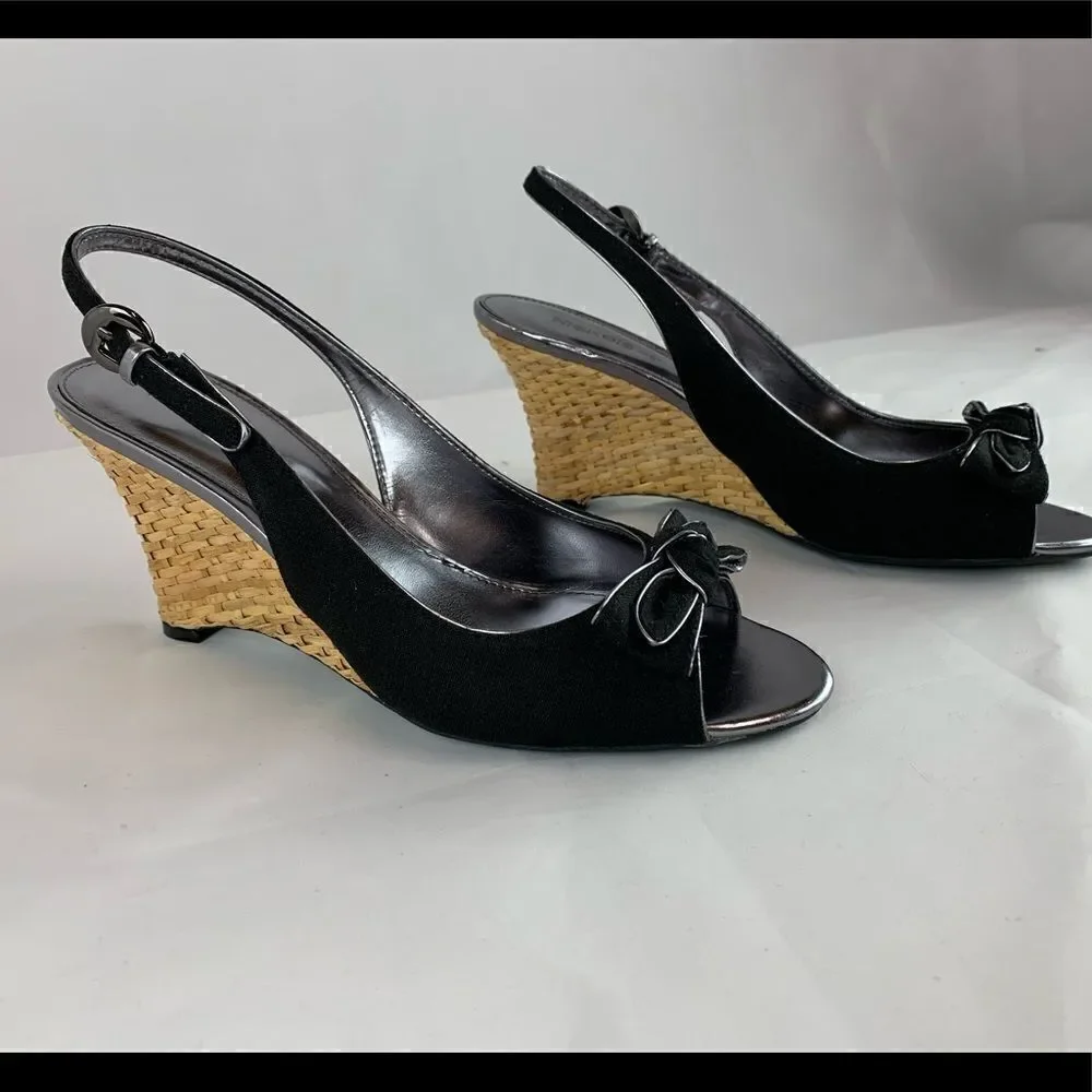 NICKELS SOFT Black sliver trim Slingback…